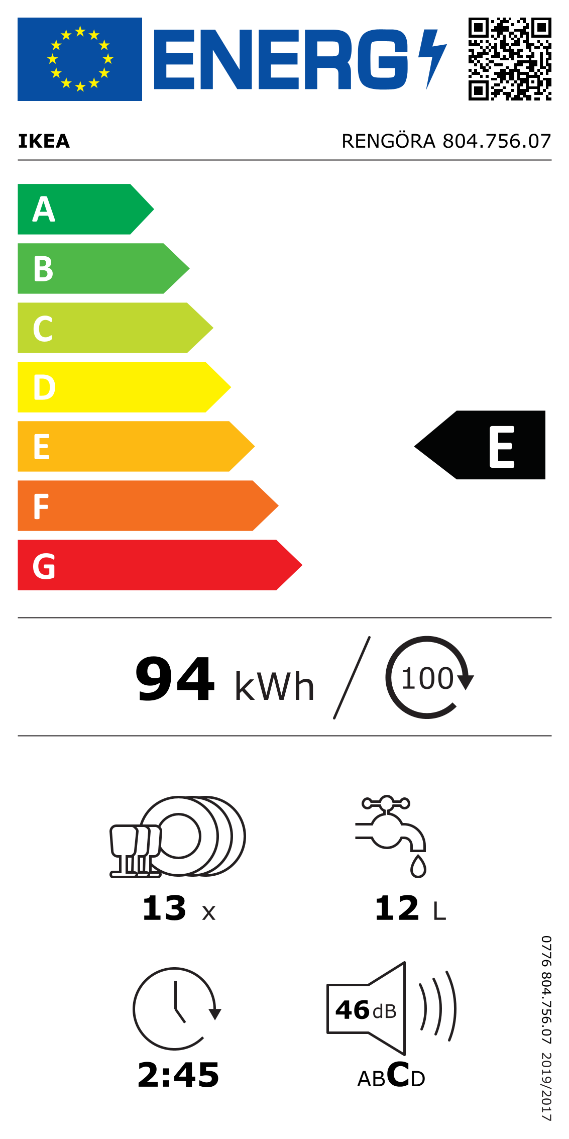 Energy Label Of: 80475607